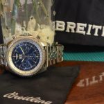 The blue dial fake watch has a date window.